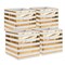 Contemporary Home Living Set of 4 White and Gold Cube Storage Bin 11"